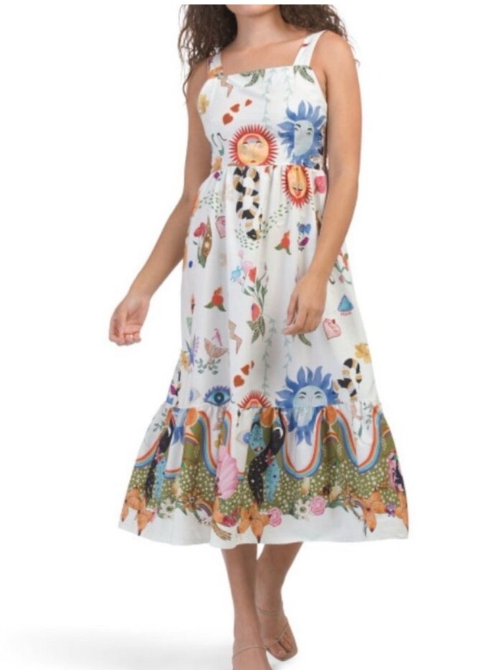 Bellambra Italian Conversational Midi Cotton Lined Summer Sundress Medium